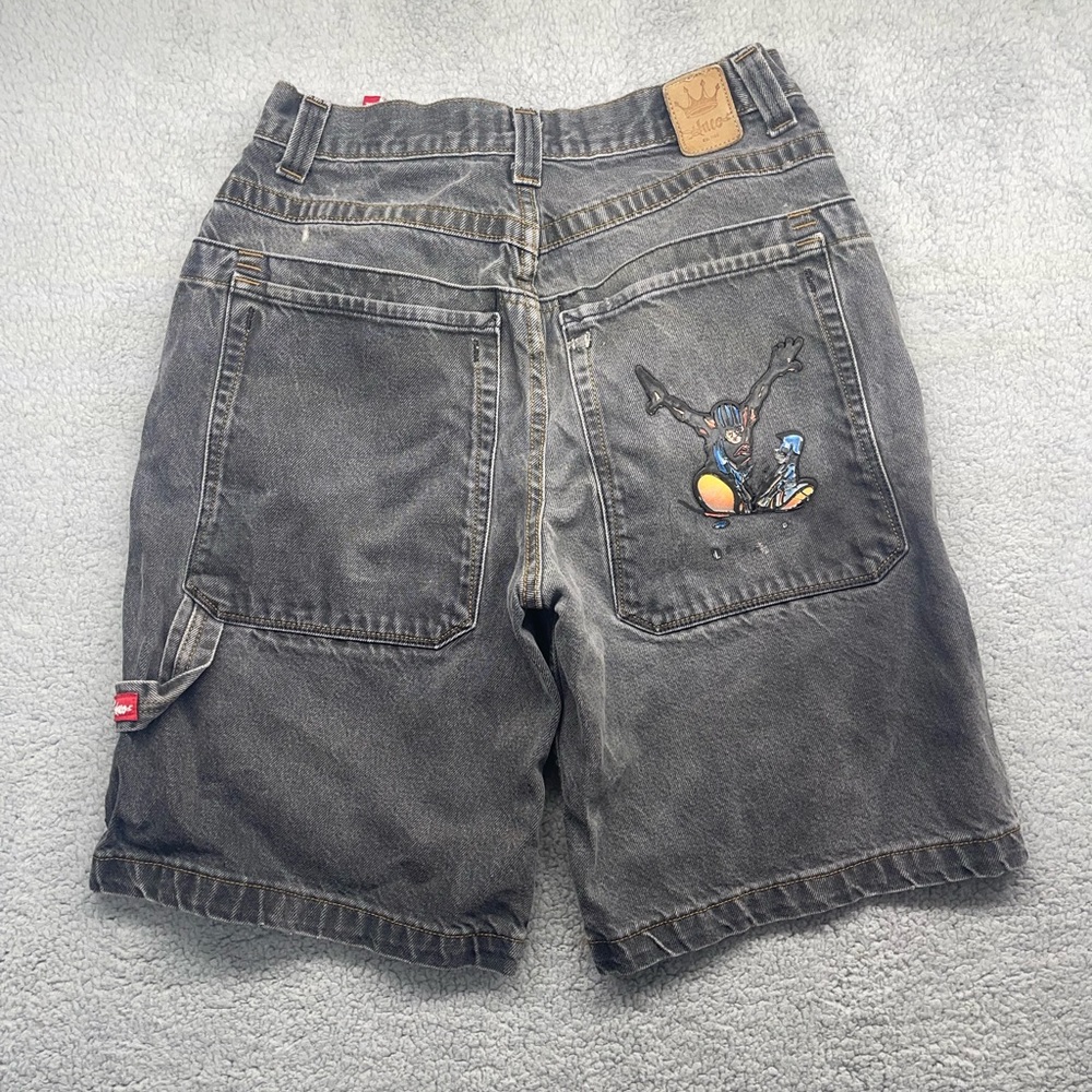 Y2K ultra distressed baggy black Jnco Jean Skater shorts size 20